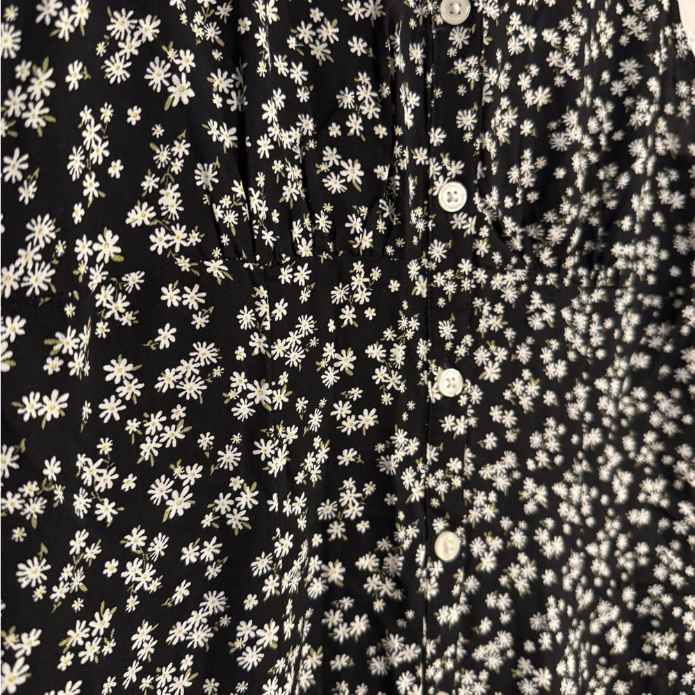 NWOT Retro Y2K Style Black and White Floral Sleeveless Mini Dress Size Medium - Picture 3 of 6